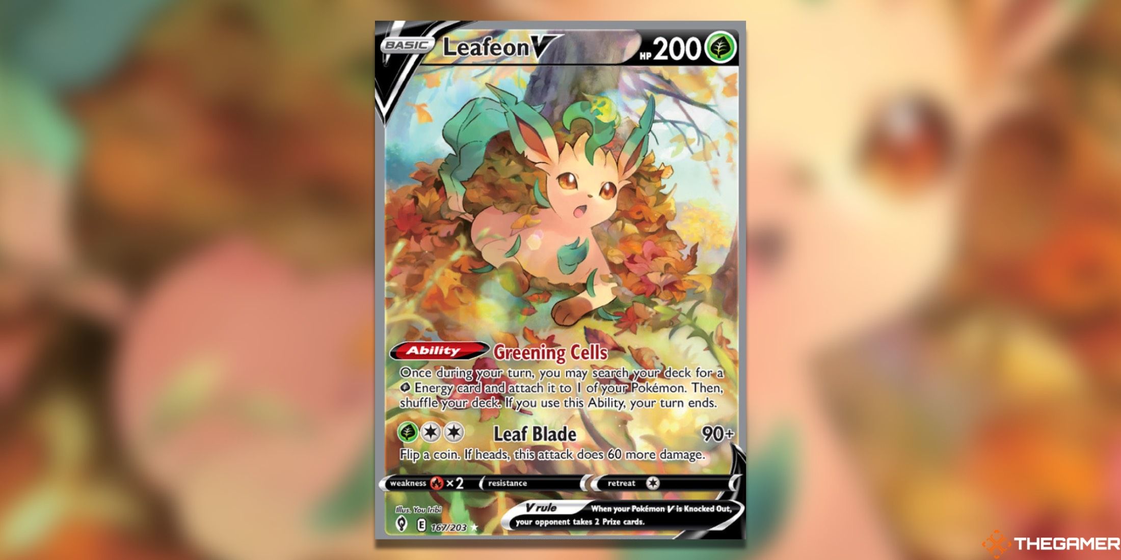 The Evolving Skies Leafeon V Alternate Full Art from the Pokemon TCG.