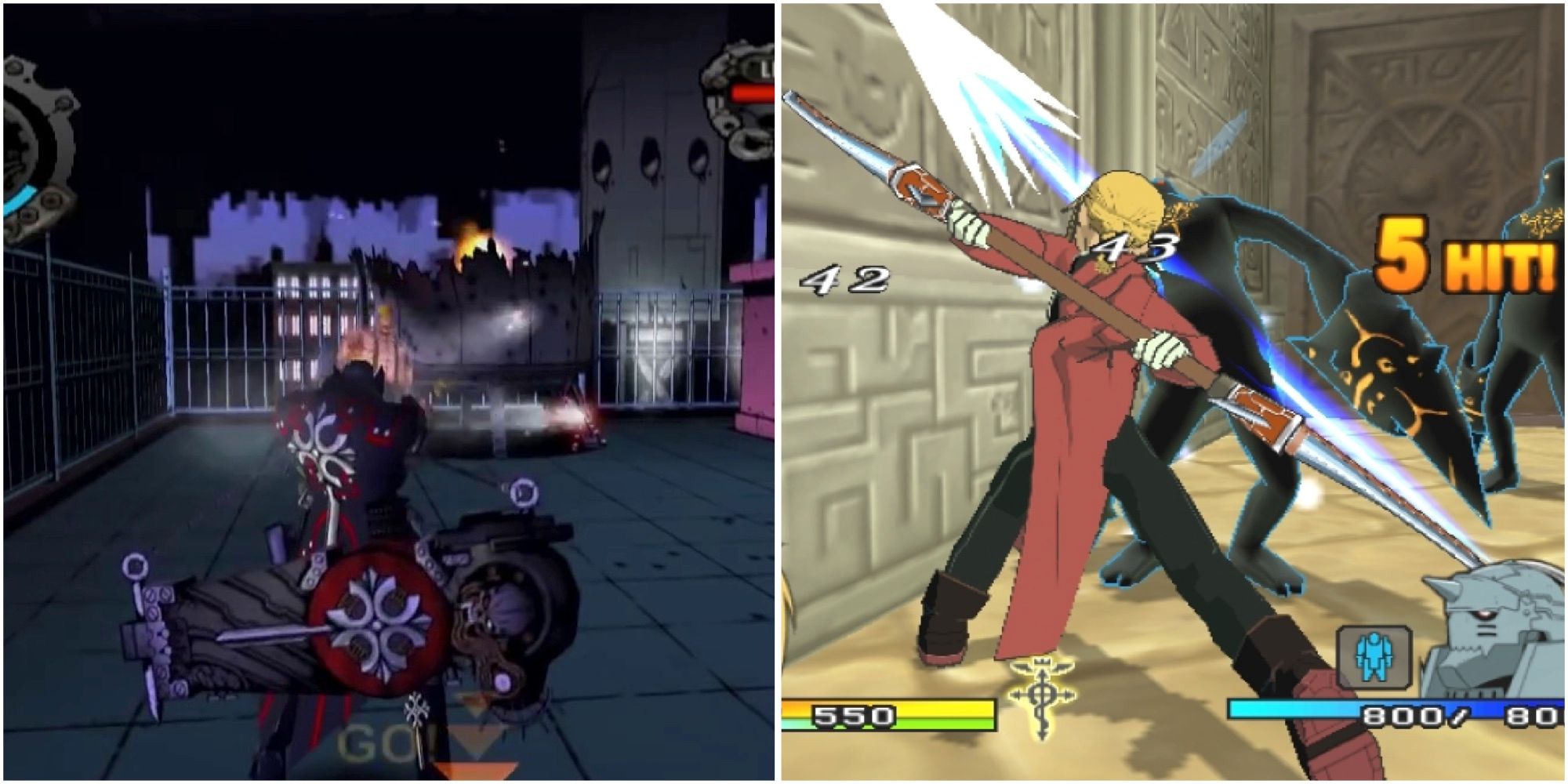 Fighting enemies in Gungrave and Fighting enemies in Fullmetal Alchemist 2 Curse Of The Crimson Elixir