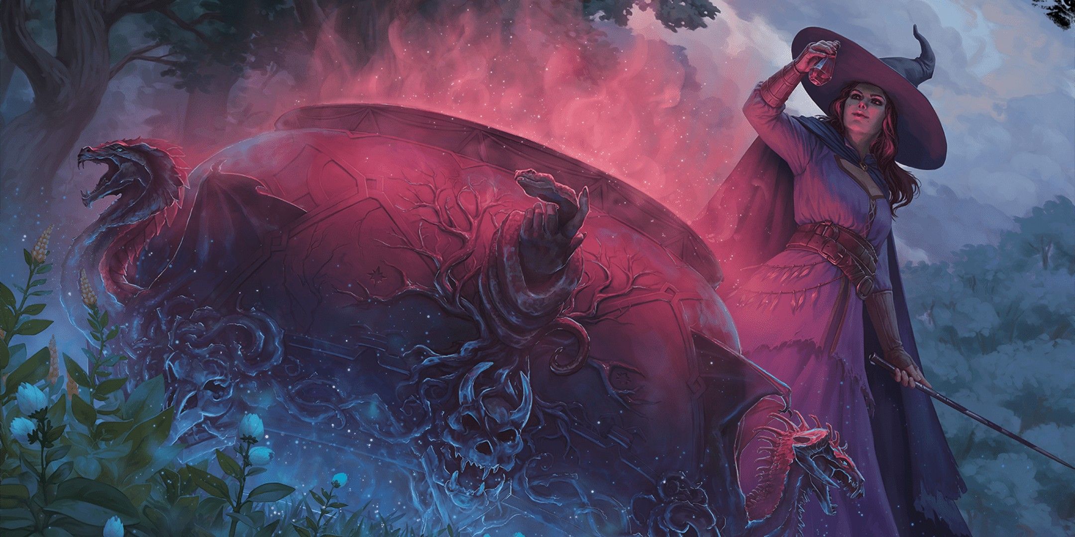 Dungeons & Dragons image showing Tasha using her Cauldron.