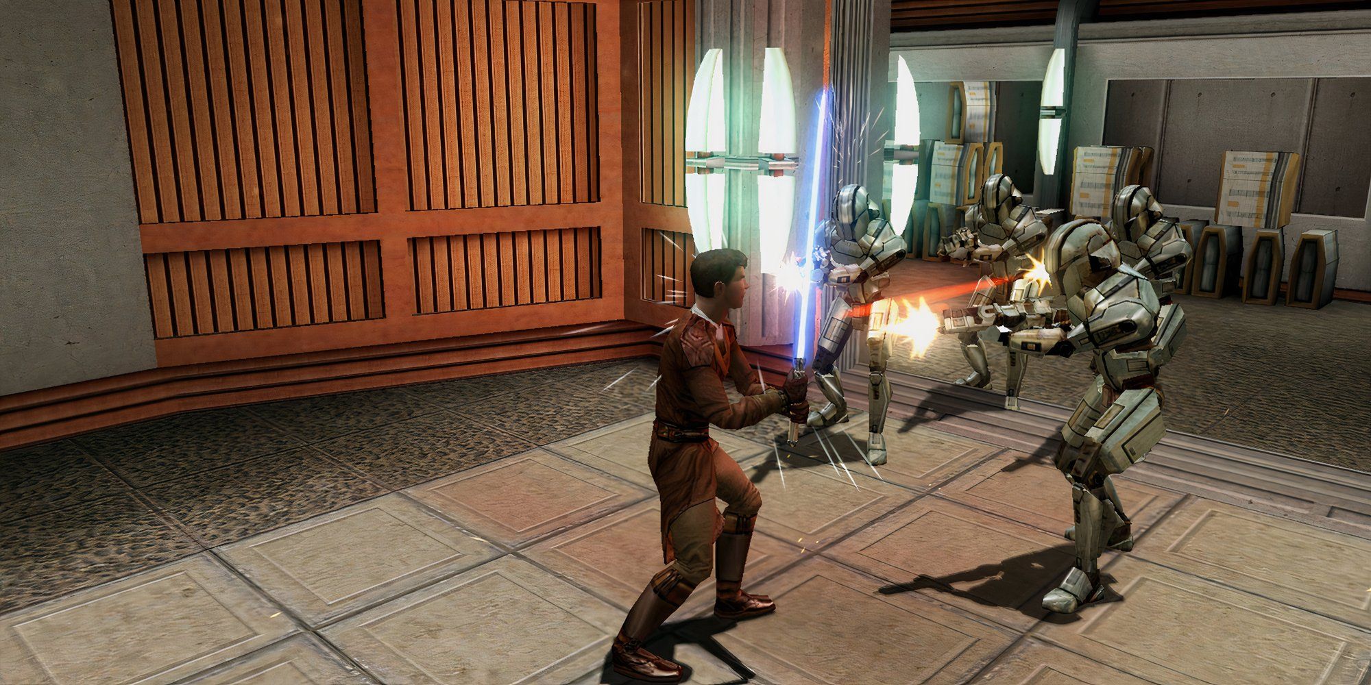 Fighting a battle in Star Wars Knights Of The Old Republic