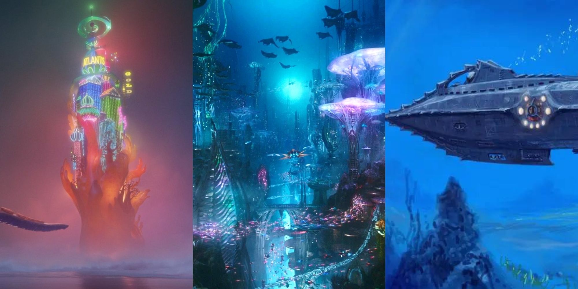 Atlantis in Hotel Transylvania 3, Atlantis in Aquaman, Nautilus in 20,000 Leagues Under the Sea