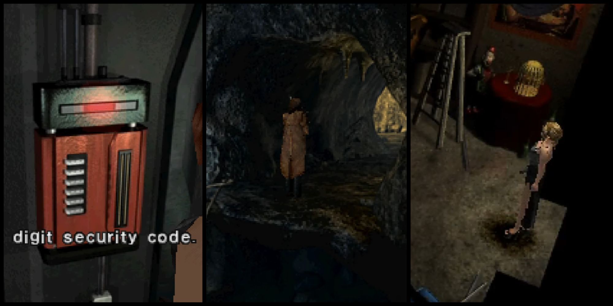 Screenshots from Dino Crisis 2, Alone in the Dark The New Nightmare, and Parasite Eve