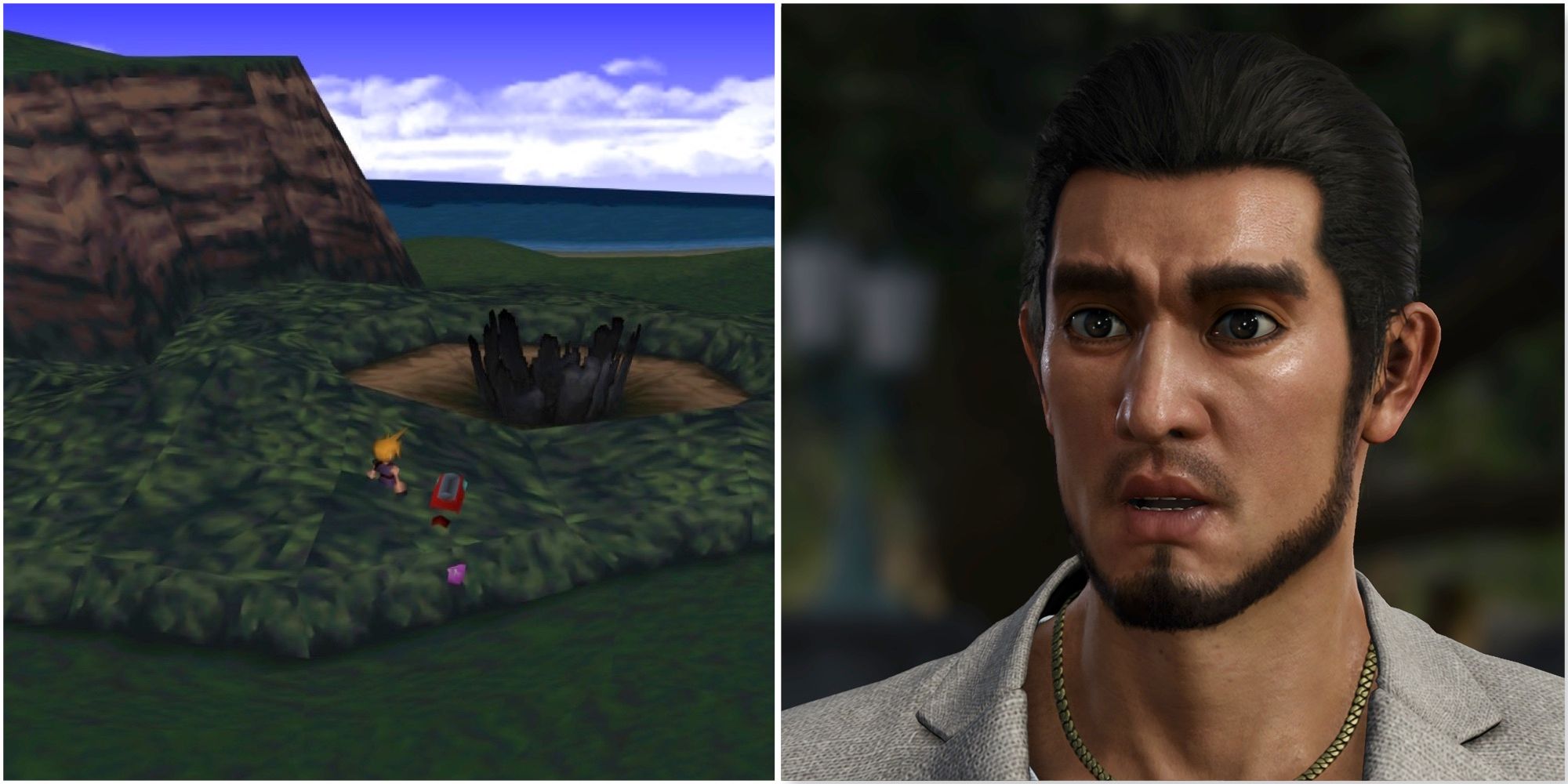 Exploring Gongaga in Final Fantasy 7 and Ichiban in Like a Dragon Infinite Wealth