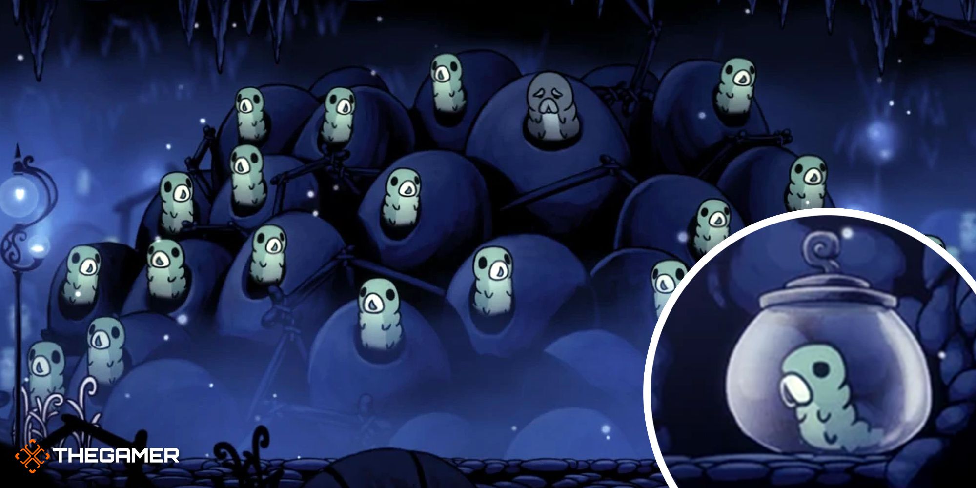 Hollow Knight Grub mound showing all the grubs the player found