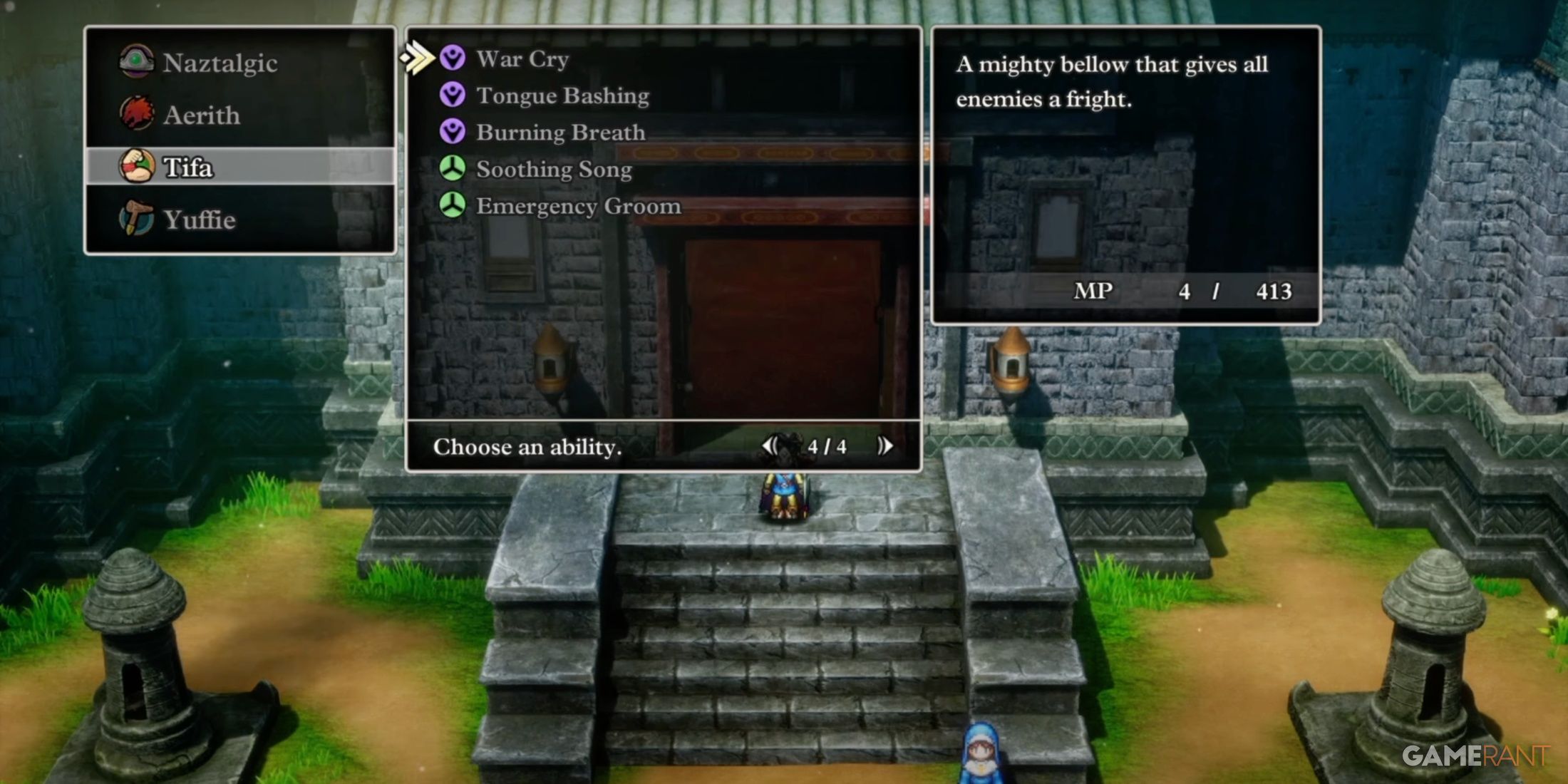 War Cry ability in Dragon Quest 3 HD-2D Remake