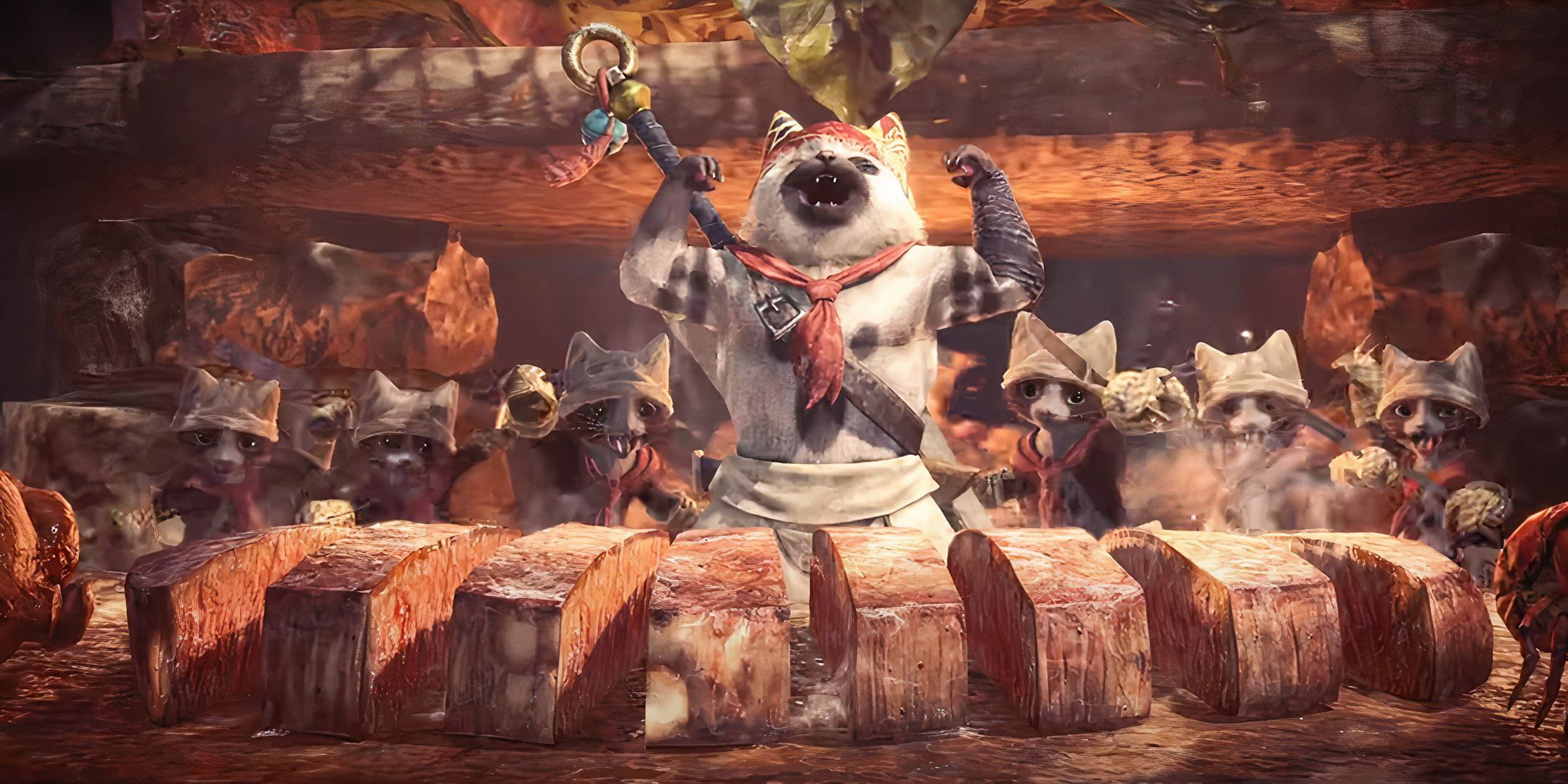 Meowscular Chef serves up a delicious meal in Monster Hunter World.