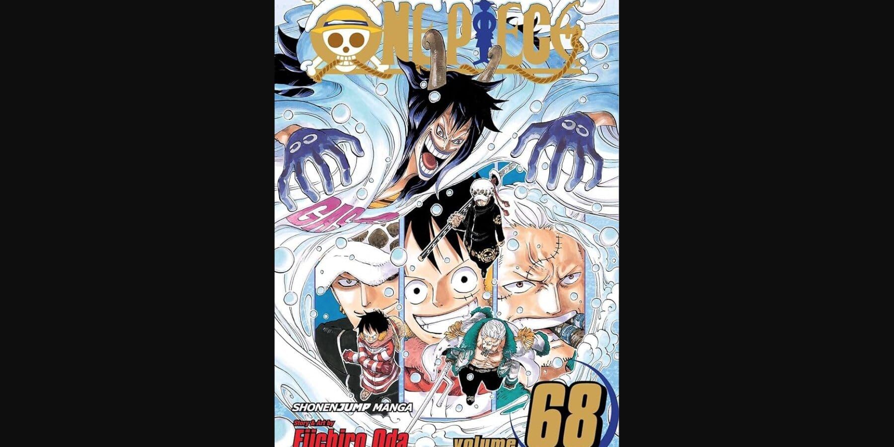 Volume 68 cover with Luffy, Law, Smoker and Caesar Clown 