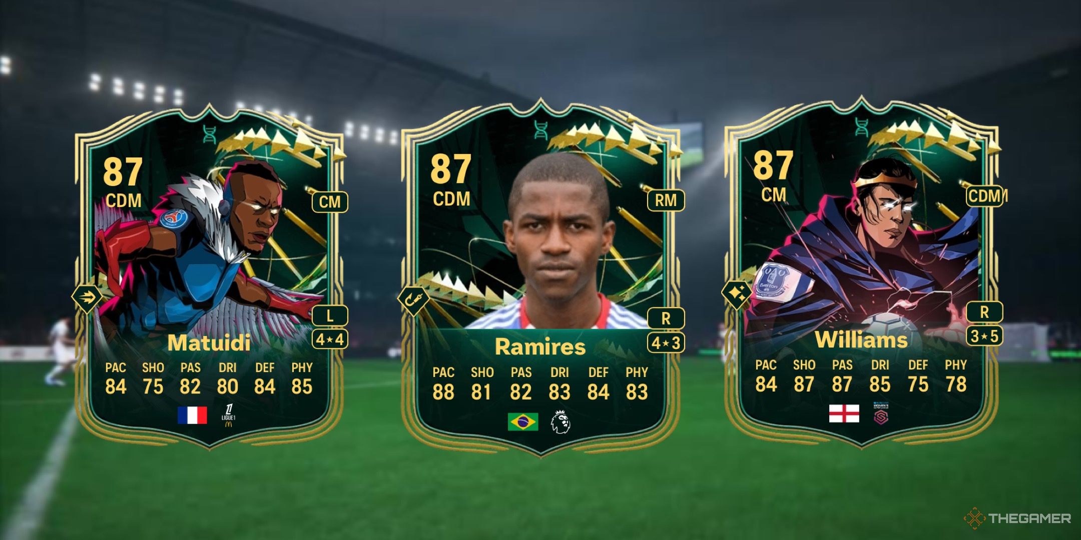 Image showing Matuidi, Ramires, and Williams card against a faded pitch background.