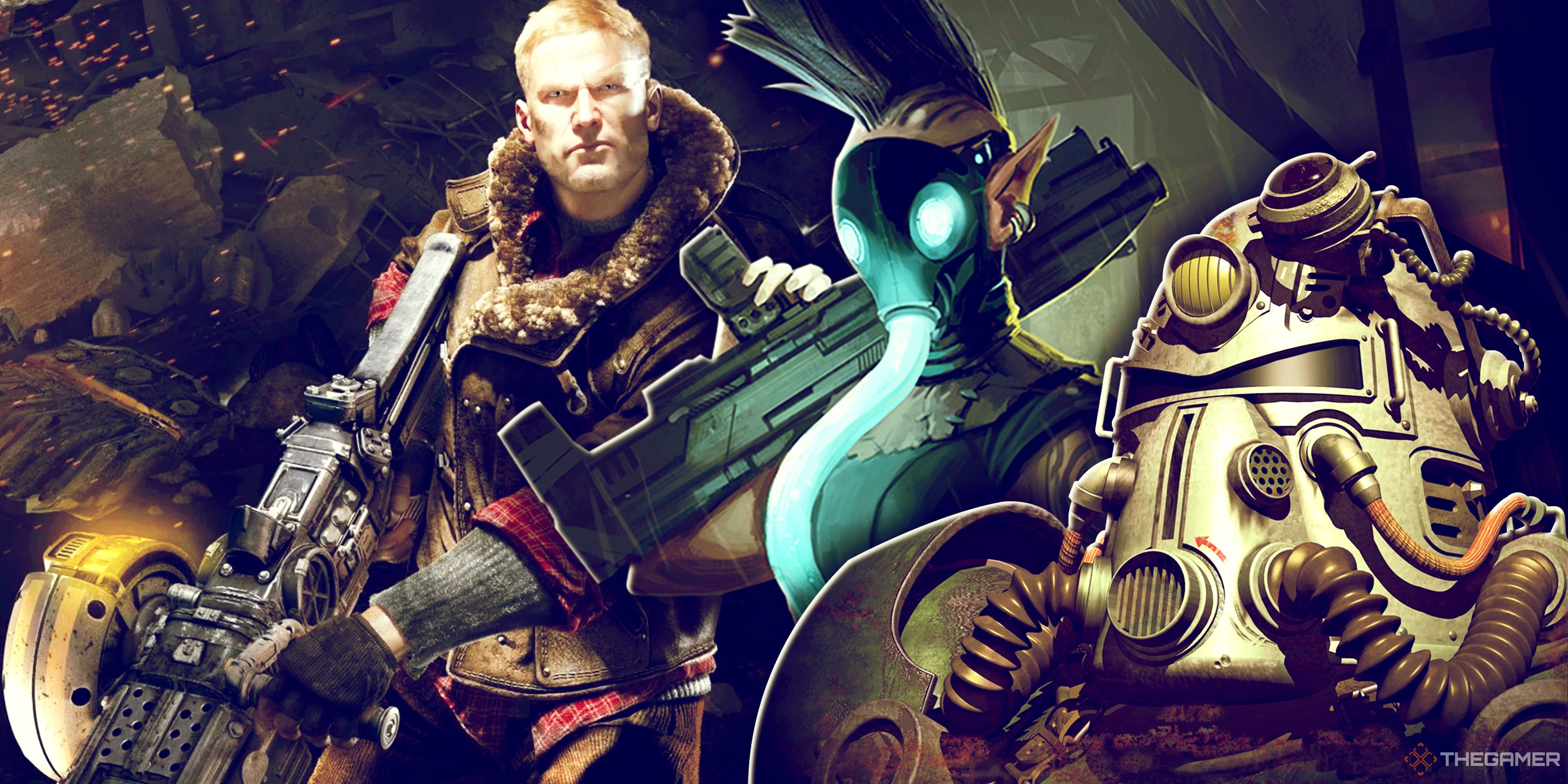 High-tech characters from Shadowrun, Wolfenstein, and Fallout