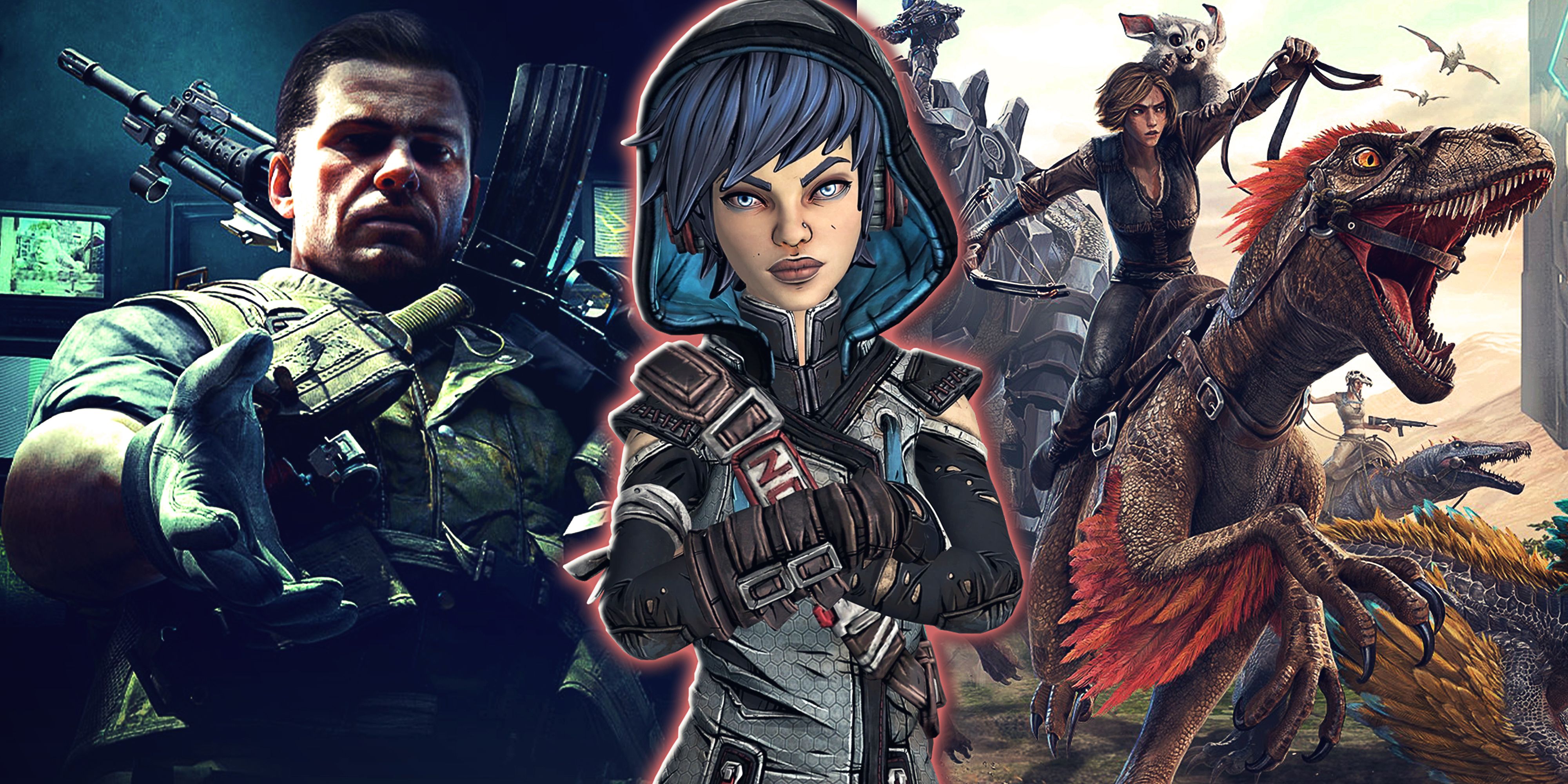 Game art from Borderlands 3: Directors Cut, Ark Ultimate Survivor Edition and Call of Duty: Black Ops Cold War.