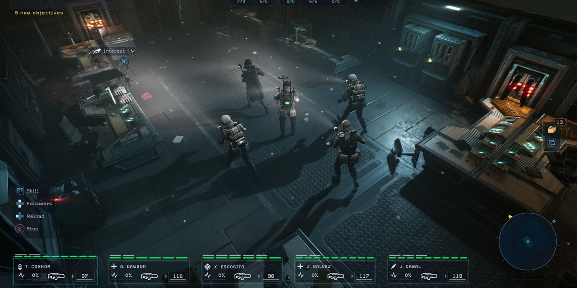 Aliens: Dark Descent screenshot of a group of marines stood around.