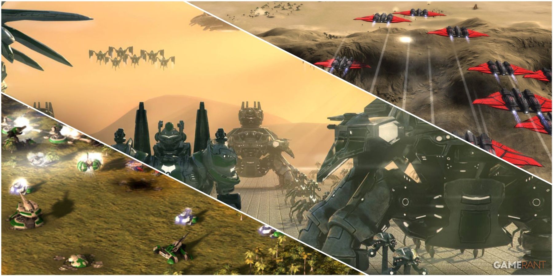 A Collage Of Key Art & Key Frames From Supreme Commander