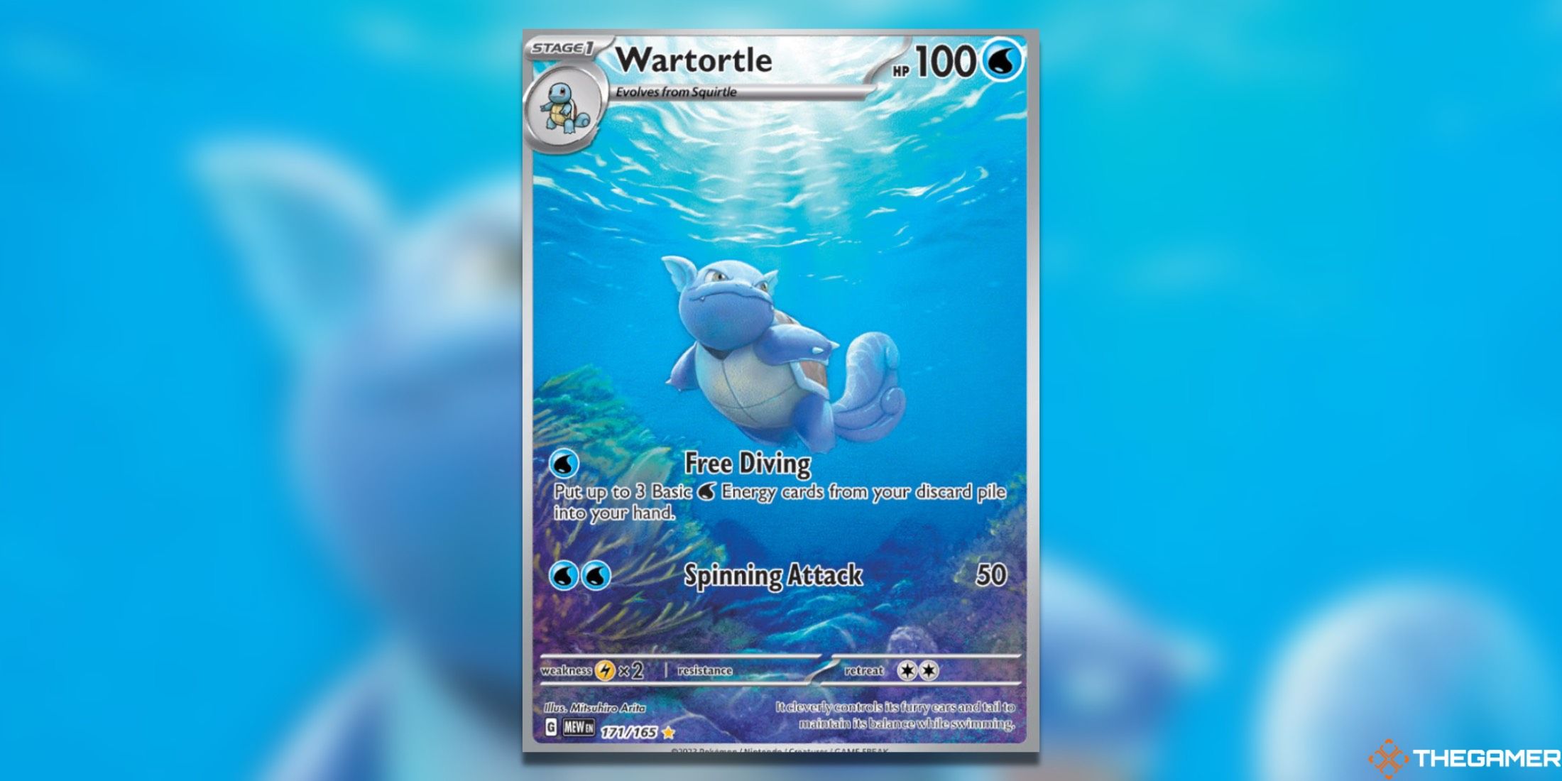 The 151 Wartortle Illustration Rare from the Pokemon TCG.