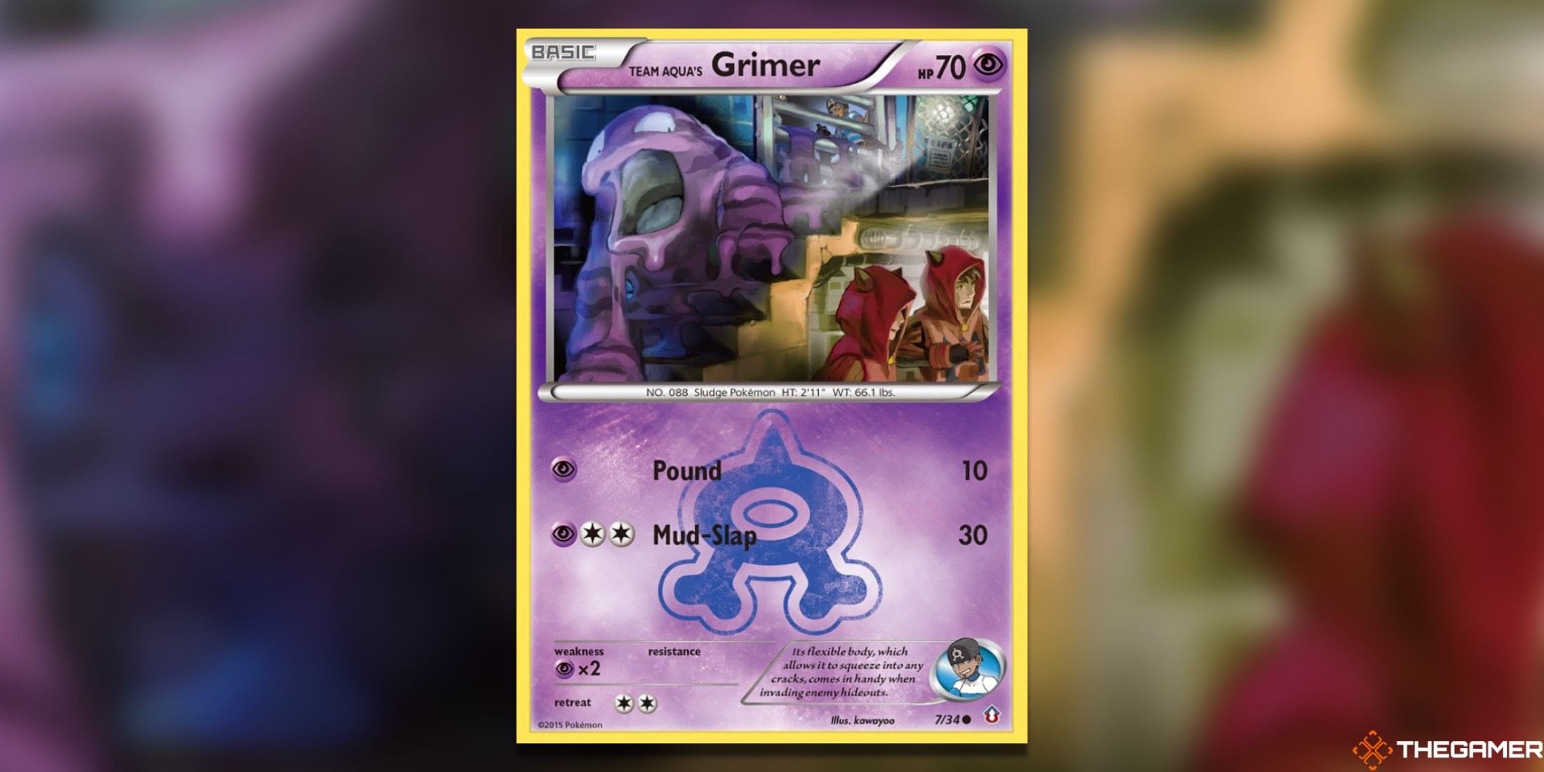 The Double Crisis Team Aqua's Grimer from the Pokemon TCG.