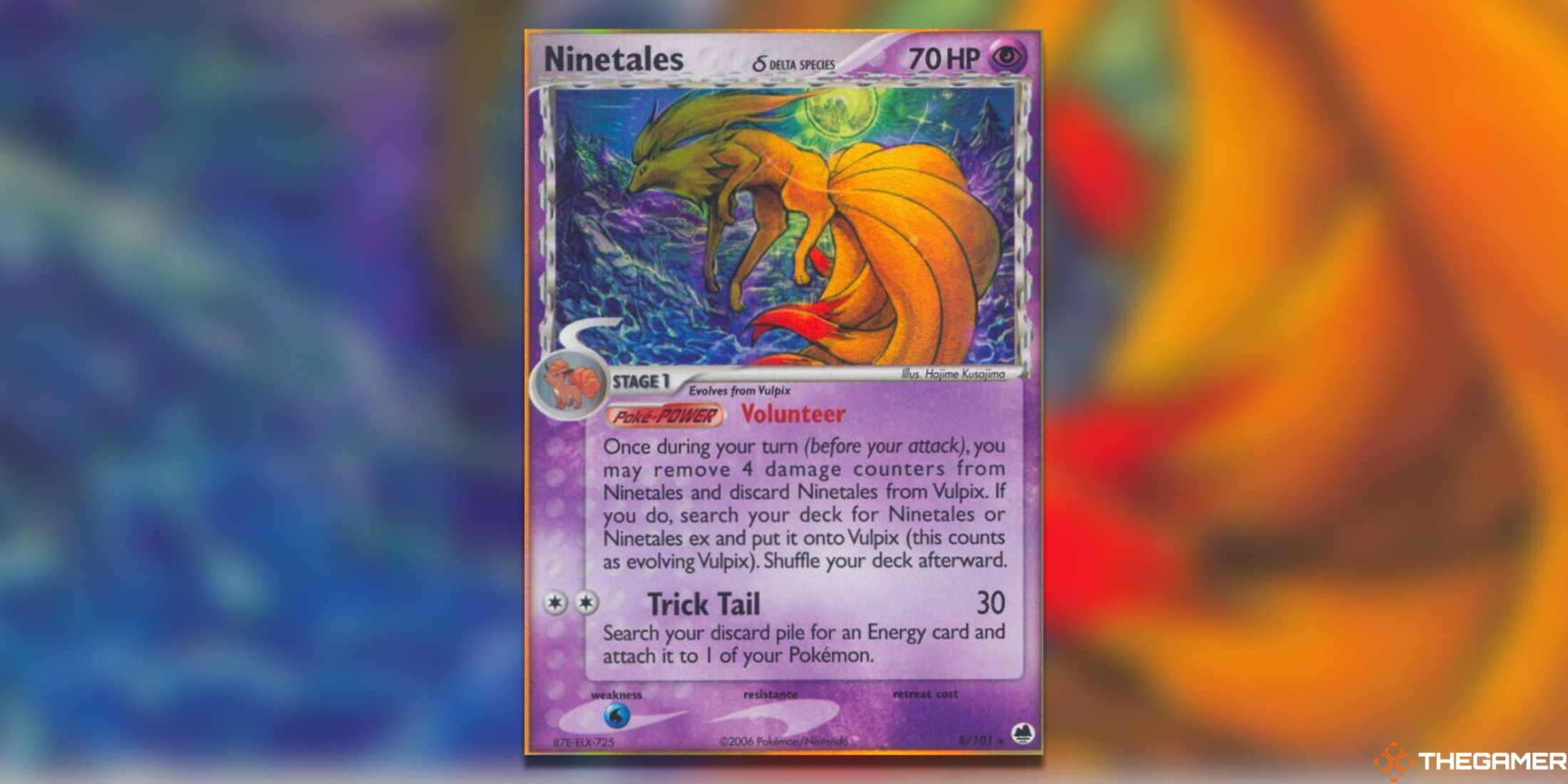 The Ninetales from Dragon Frontiers in the Pokemon TCG.