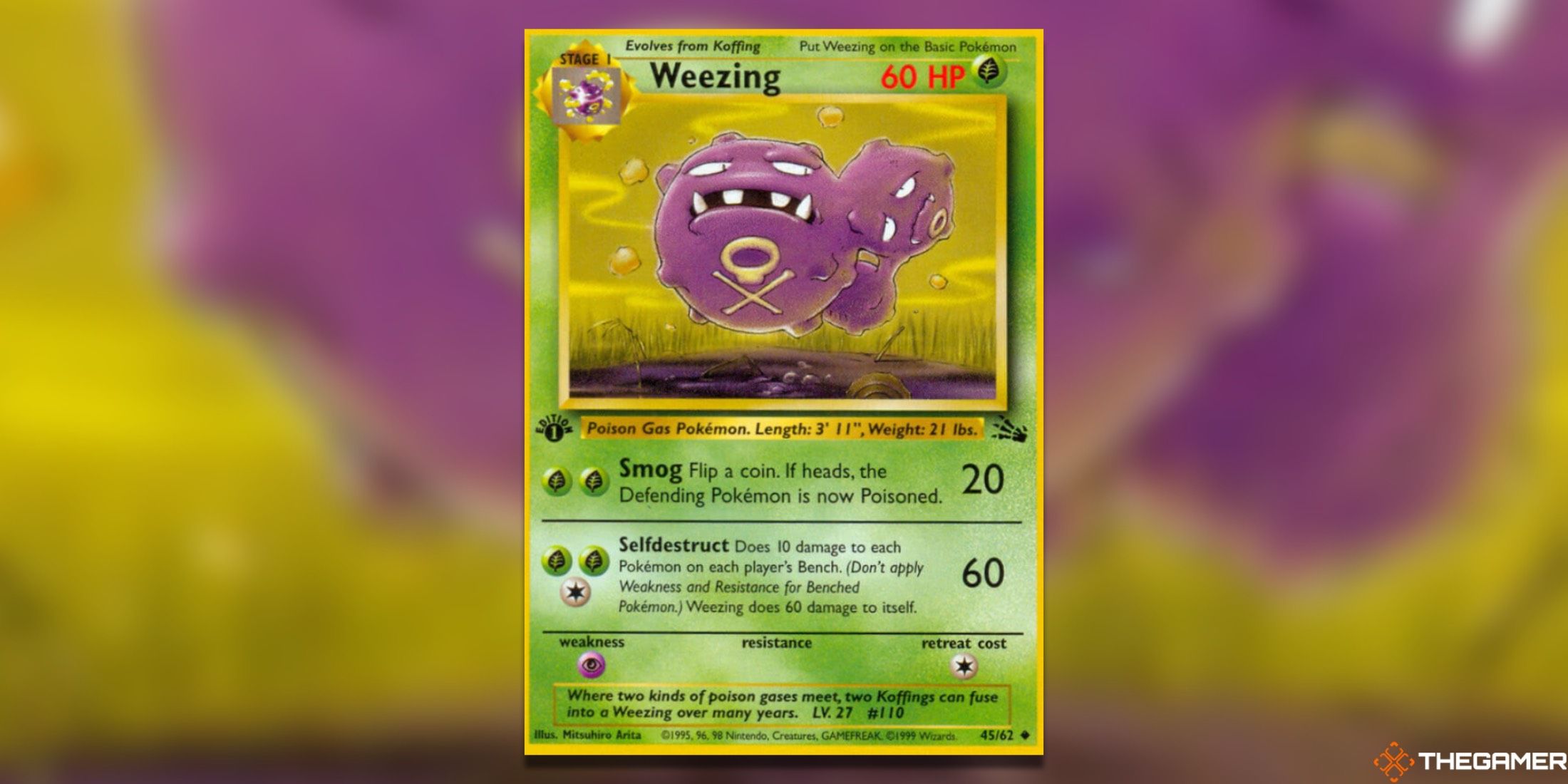 The Weezing First Edition From Fossil in the Pokemon TCG.