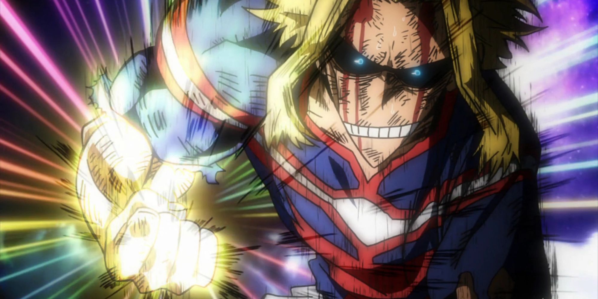 All Might using the last bits of One For All against All For One in My Hero Academia