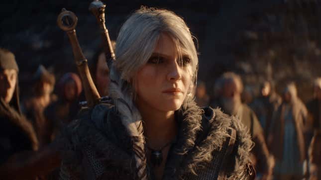 Ciri furrows her brow at a village's inhumanity.