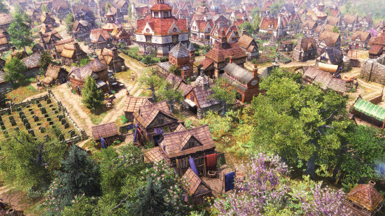 Best city-building games: a small township in Farthest Frontier