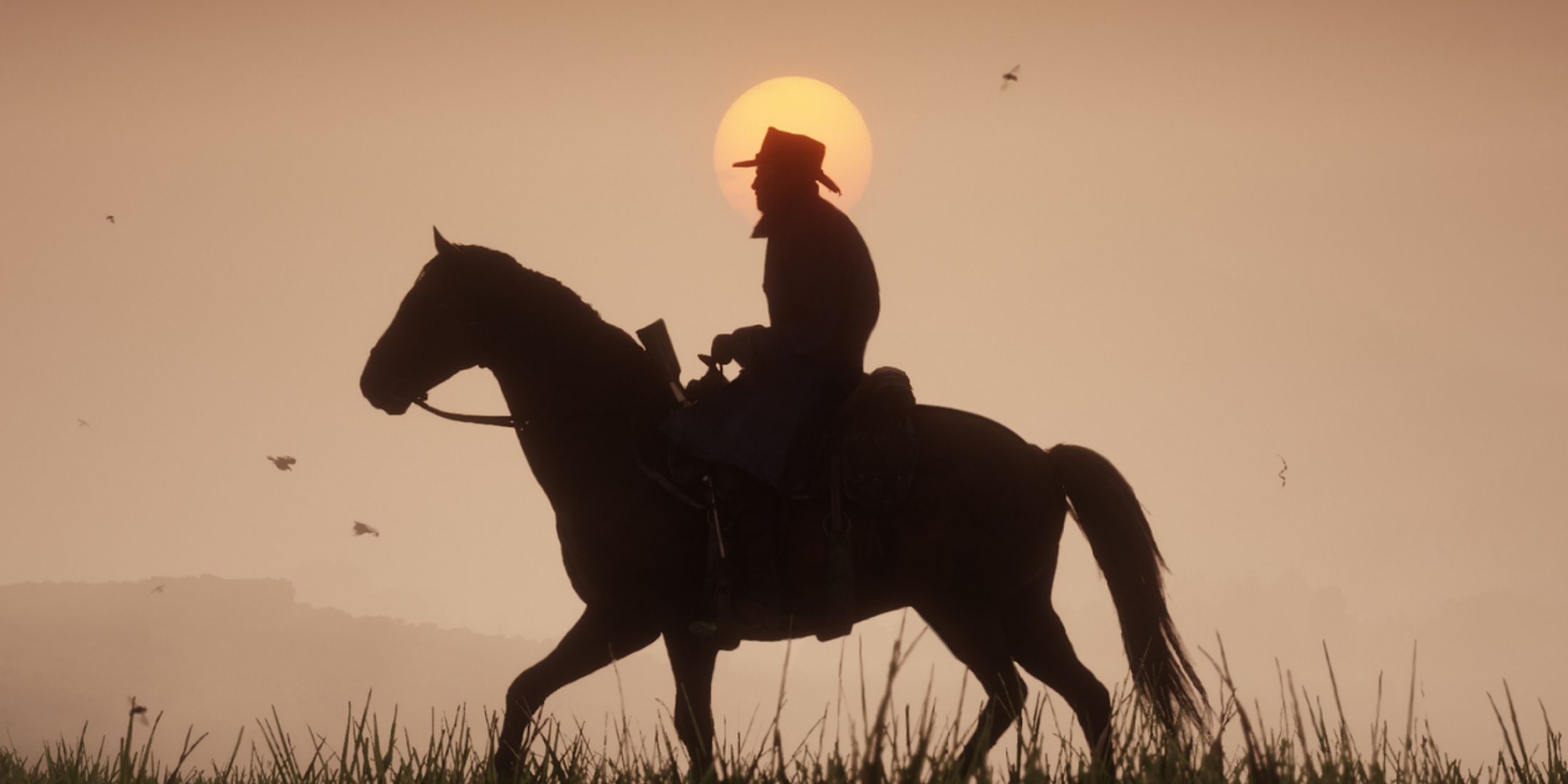 Arthur riding a horse in Red Dead Redemption 2