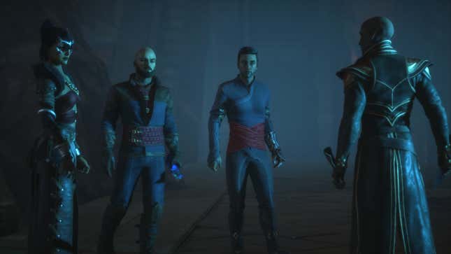 Morrigan, Rook, and the Inquisitor confront Solas.