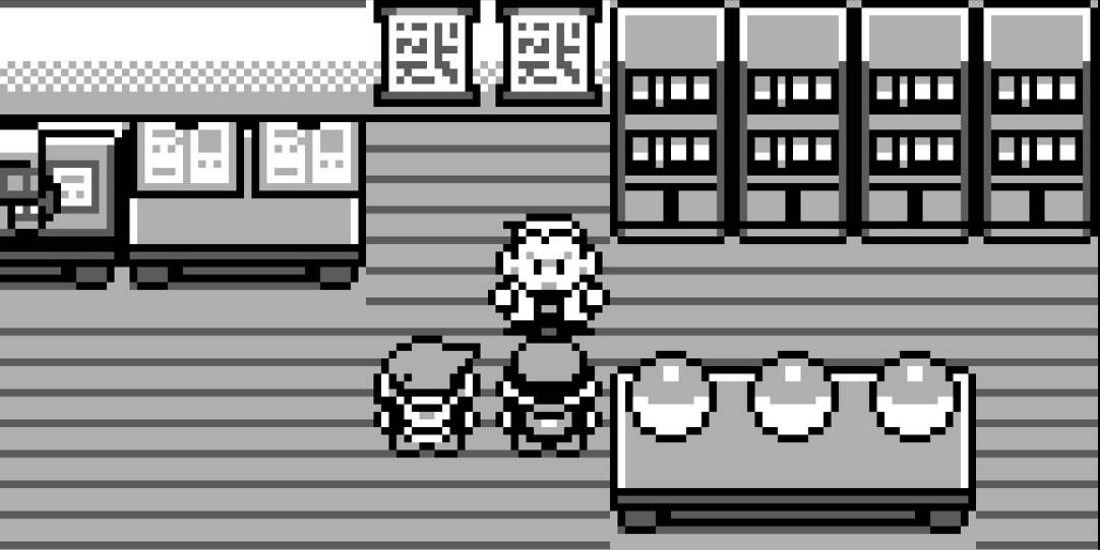 Picking your starter in Oak's Lab in Pokemon Red & Blue.