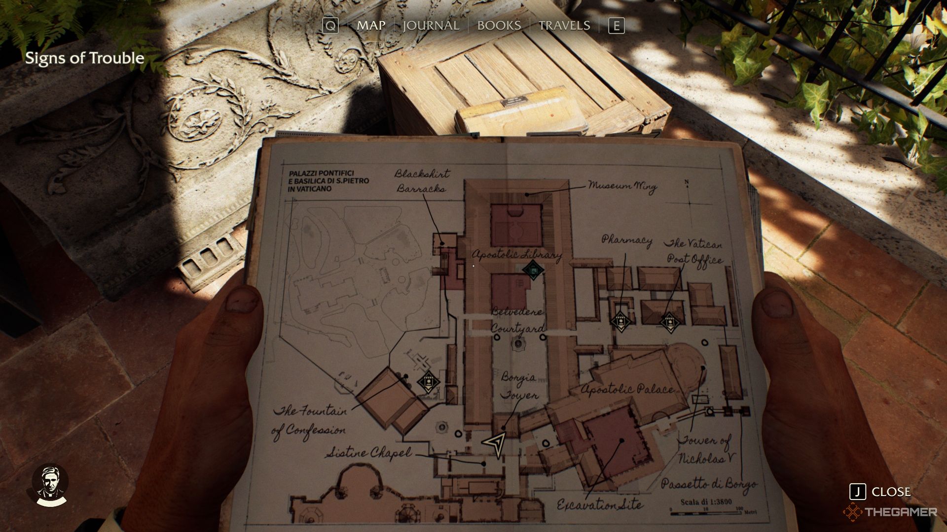 The Vatican Map showing the fourth Medicine Bottle location in Indiana Jones and the Great Circle.