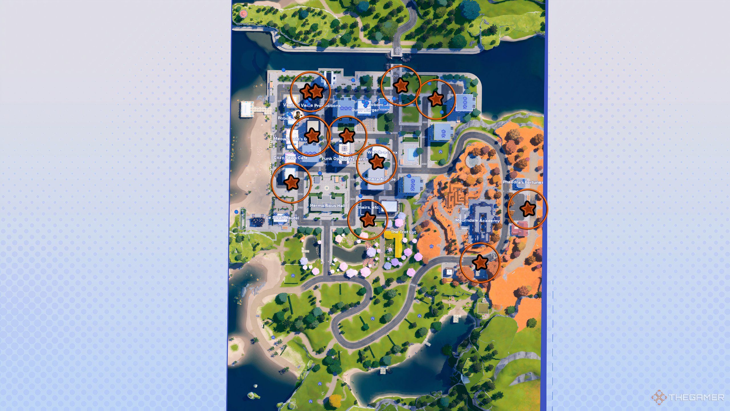 All of the ATMs of Brick Life marked on map in Fortnite. 