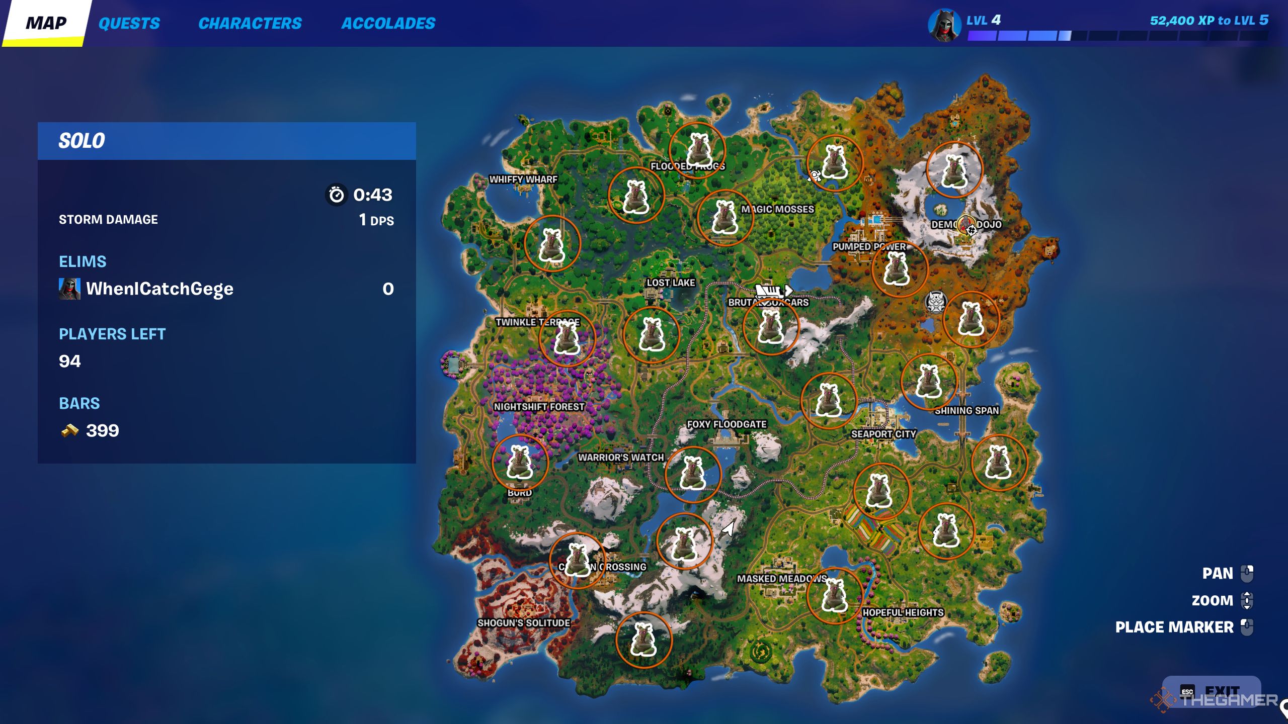 All of the Earth Sprites location marked on the battle royale map in Fortnite. 