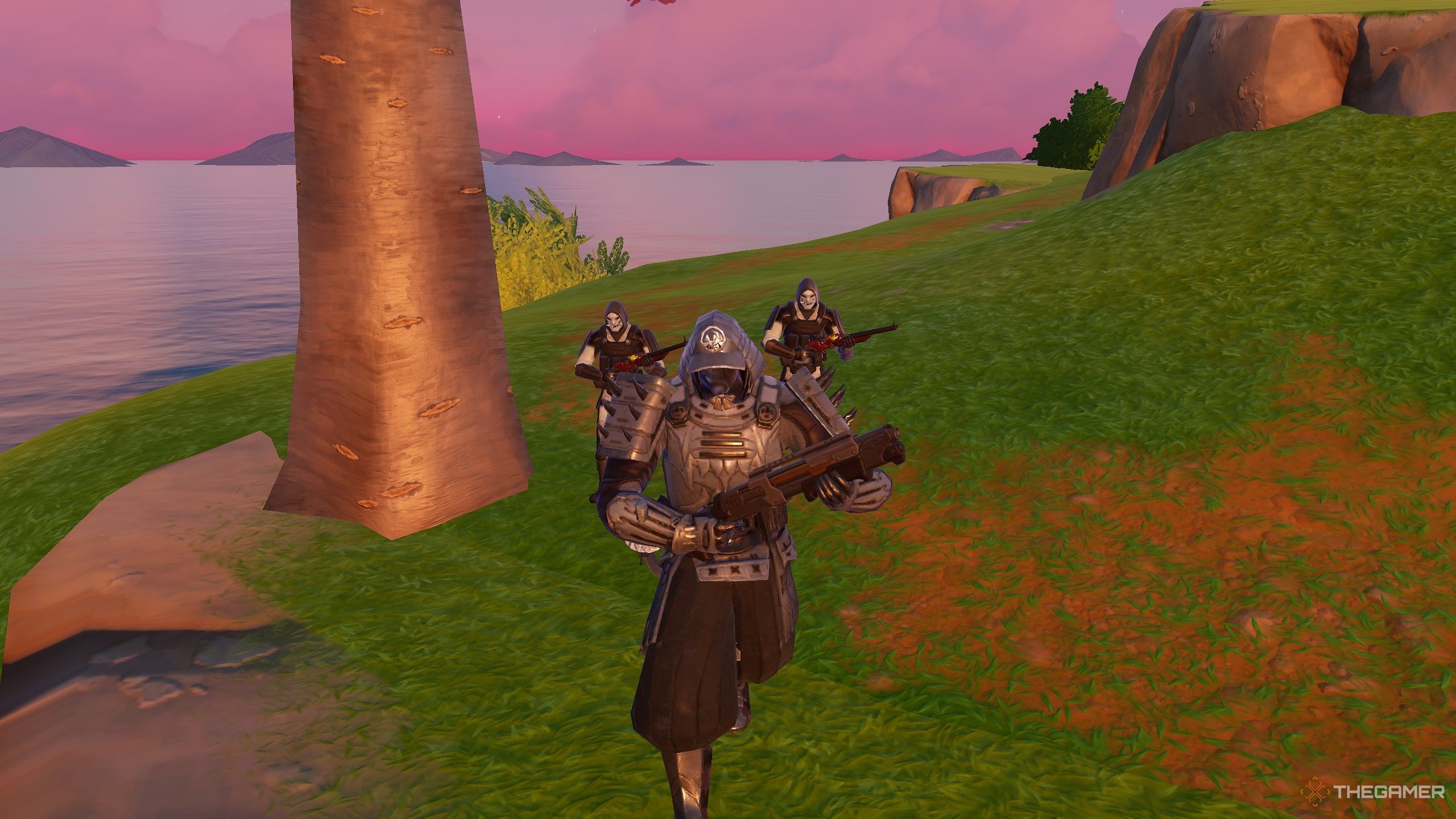 One of the Demon Warriors boss roaming around the map in Fortnite.