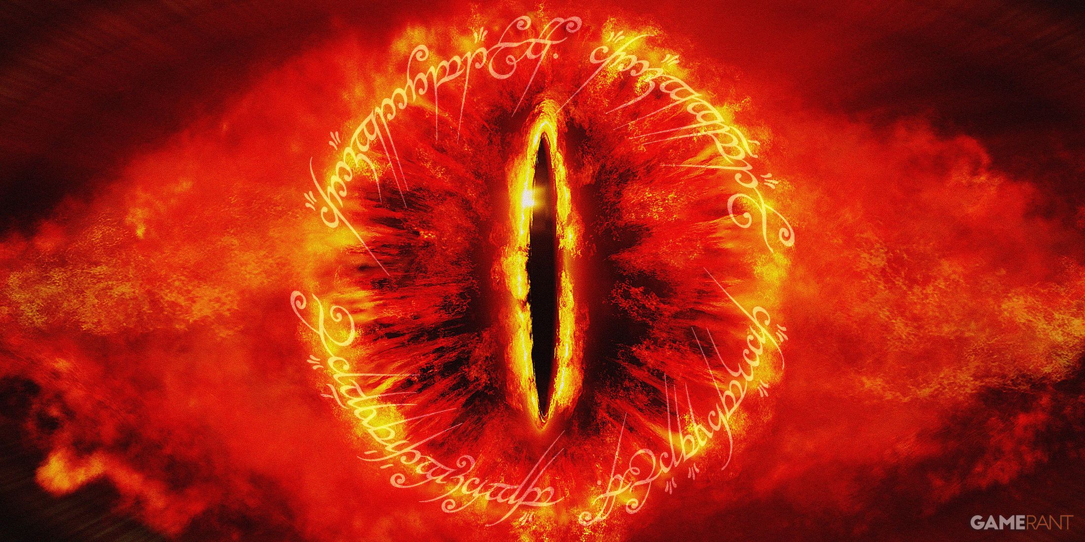 Lord of the Rings horror game eye of Sauron with elvish writing from Ring of Power