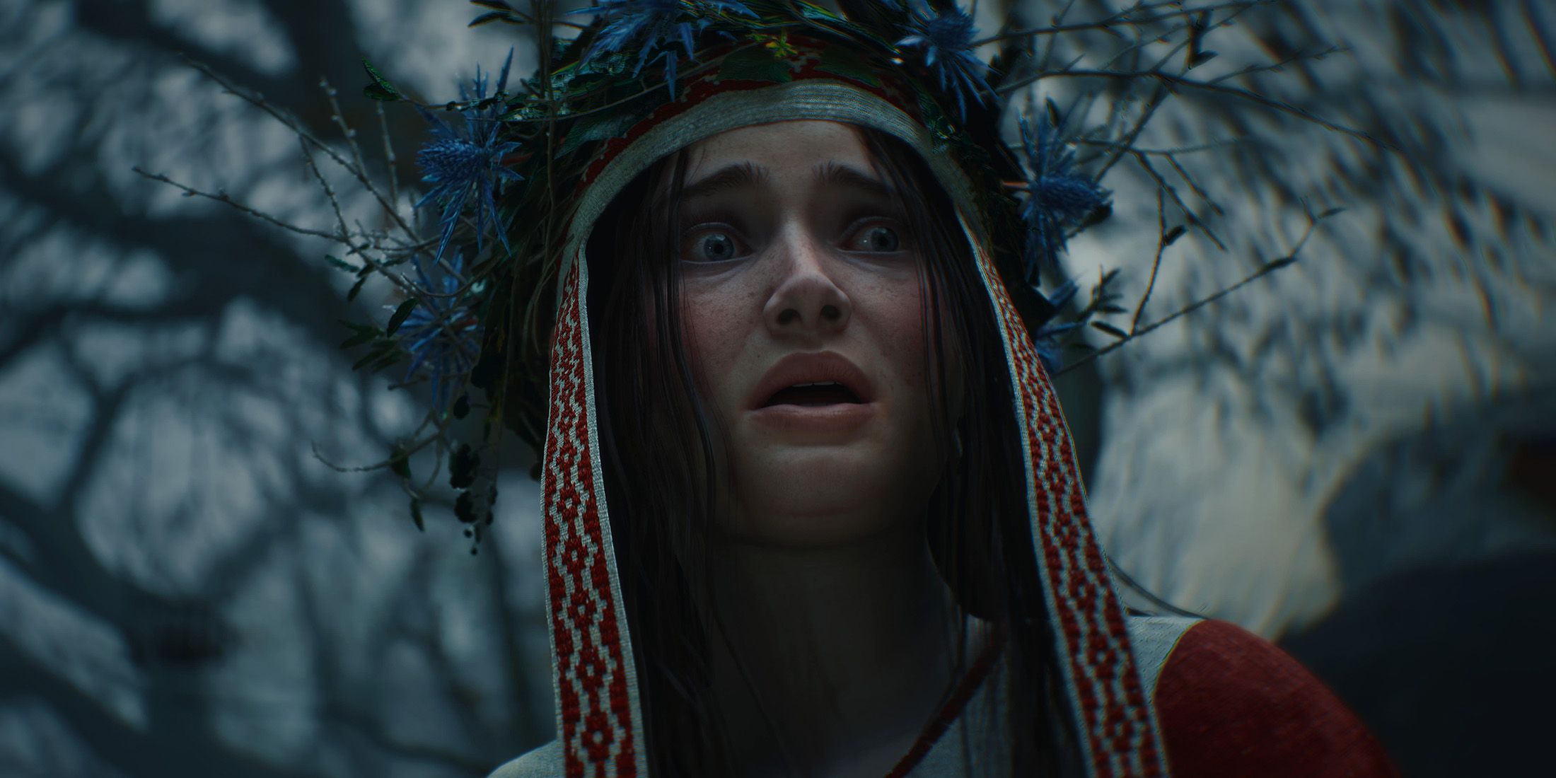 The Witcher 4 world premiere trailer girl scared still frame