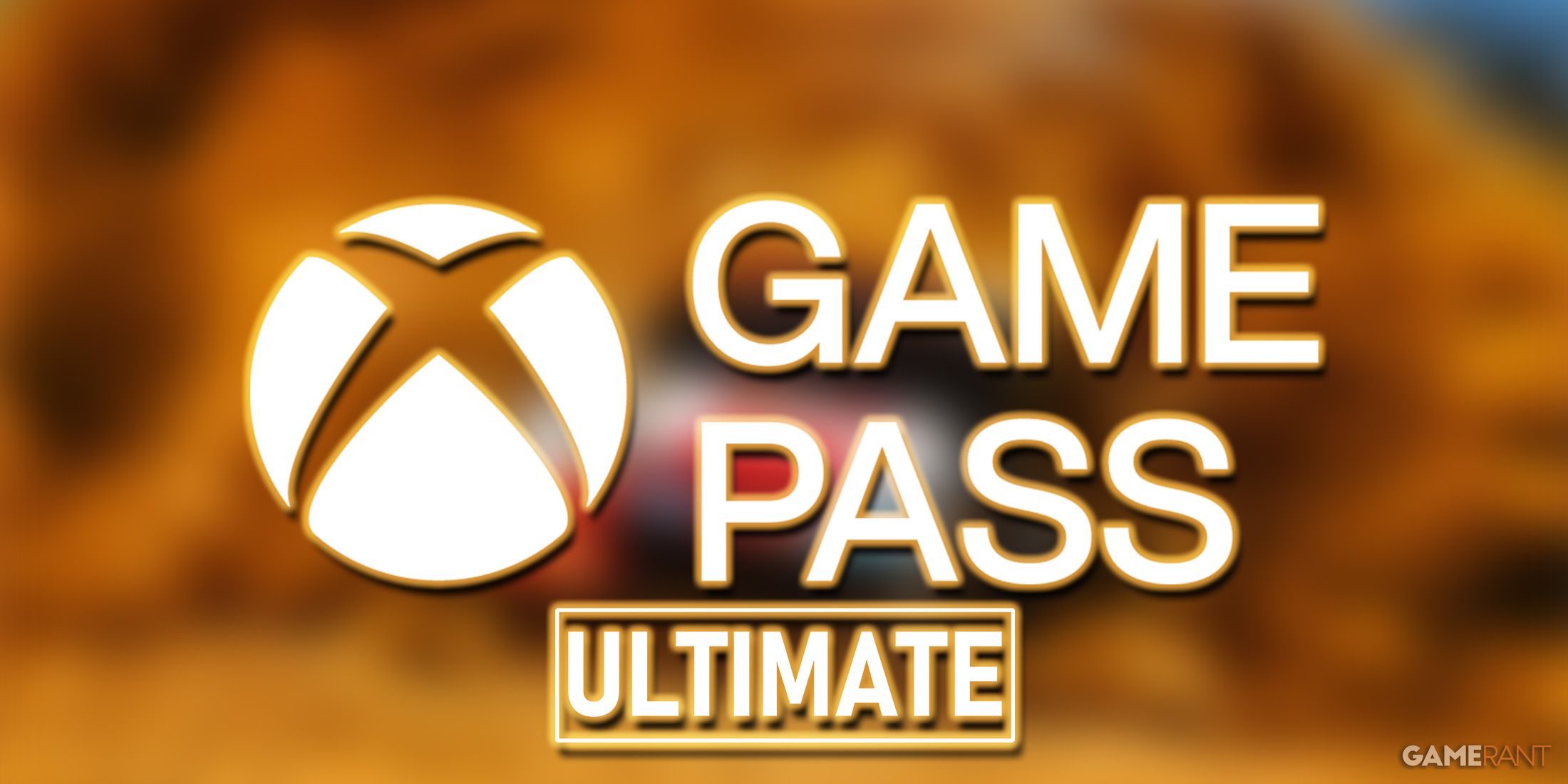 Xbox Game Pass Ultimate logo over blurred EA Sports WRC promo screenshot car making desert dust cloud