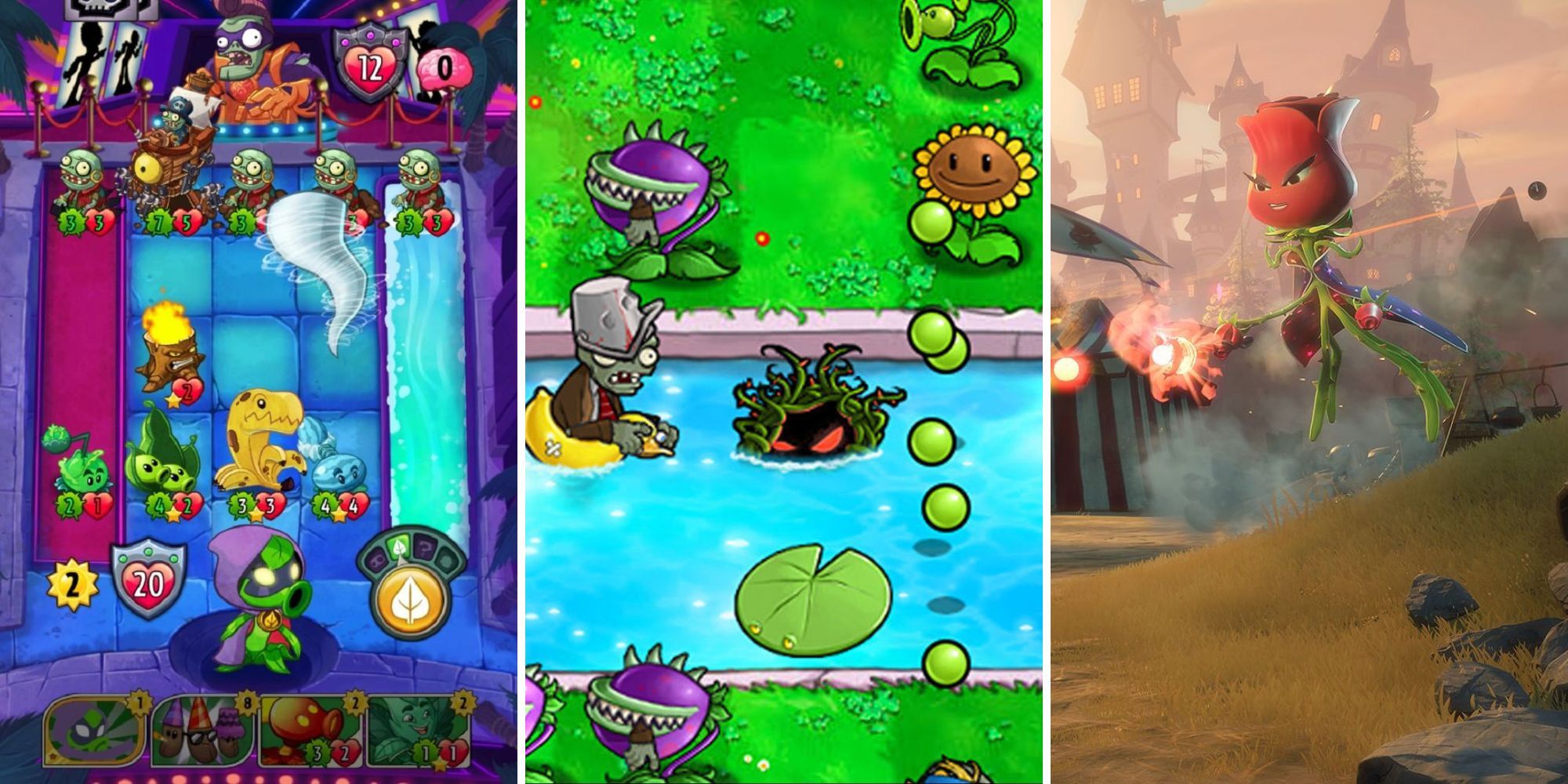 A grid of three Plants Vs Zombies games called Plants Vs Zombies: Heroes, Plants Vs Zombies, and Plants Vs Zombies: garden Warfare 2