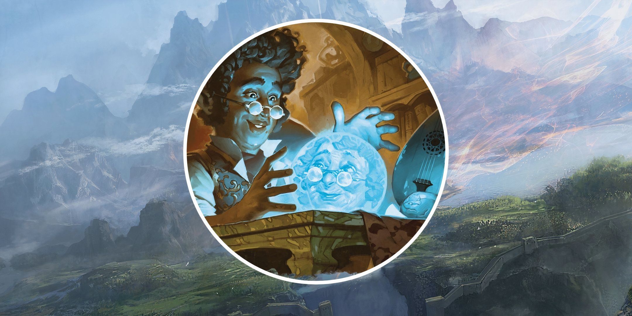 A spellcaster conjures an image inside a crystal ball in Dungeons & Dragons.