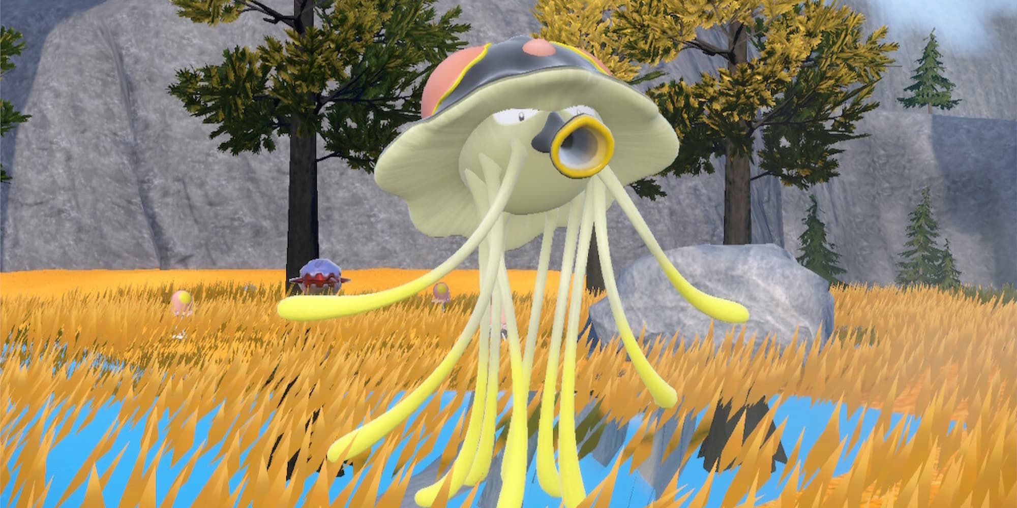 In Pokemon Scarlet & Violet, Toedscruel opens its mouth to yell at an approaching foe.
