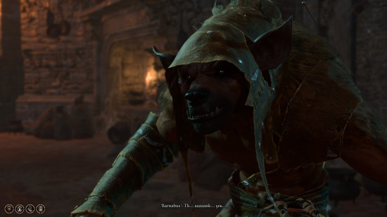 An image of a gnoll from Baldur's Gate 3 thanking the player