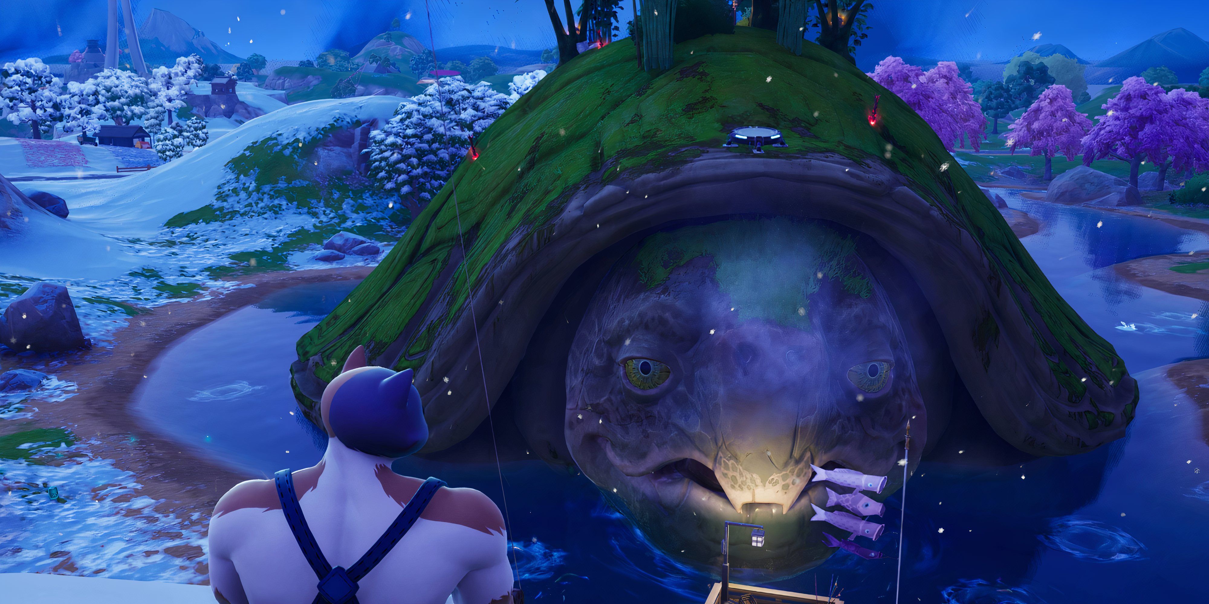 Player standing in front of the great turtle - fortnite