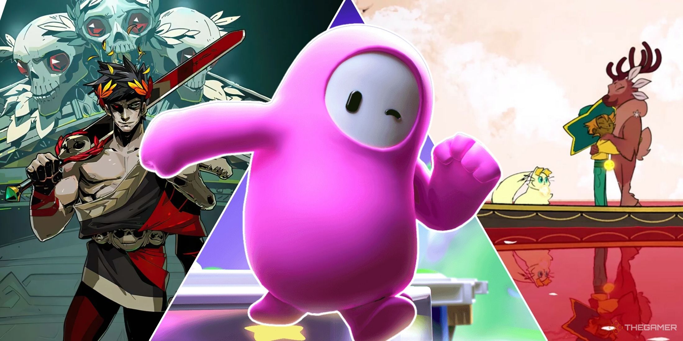 A photo of three 2020 indie games in a collage photo.