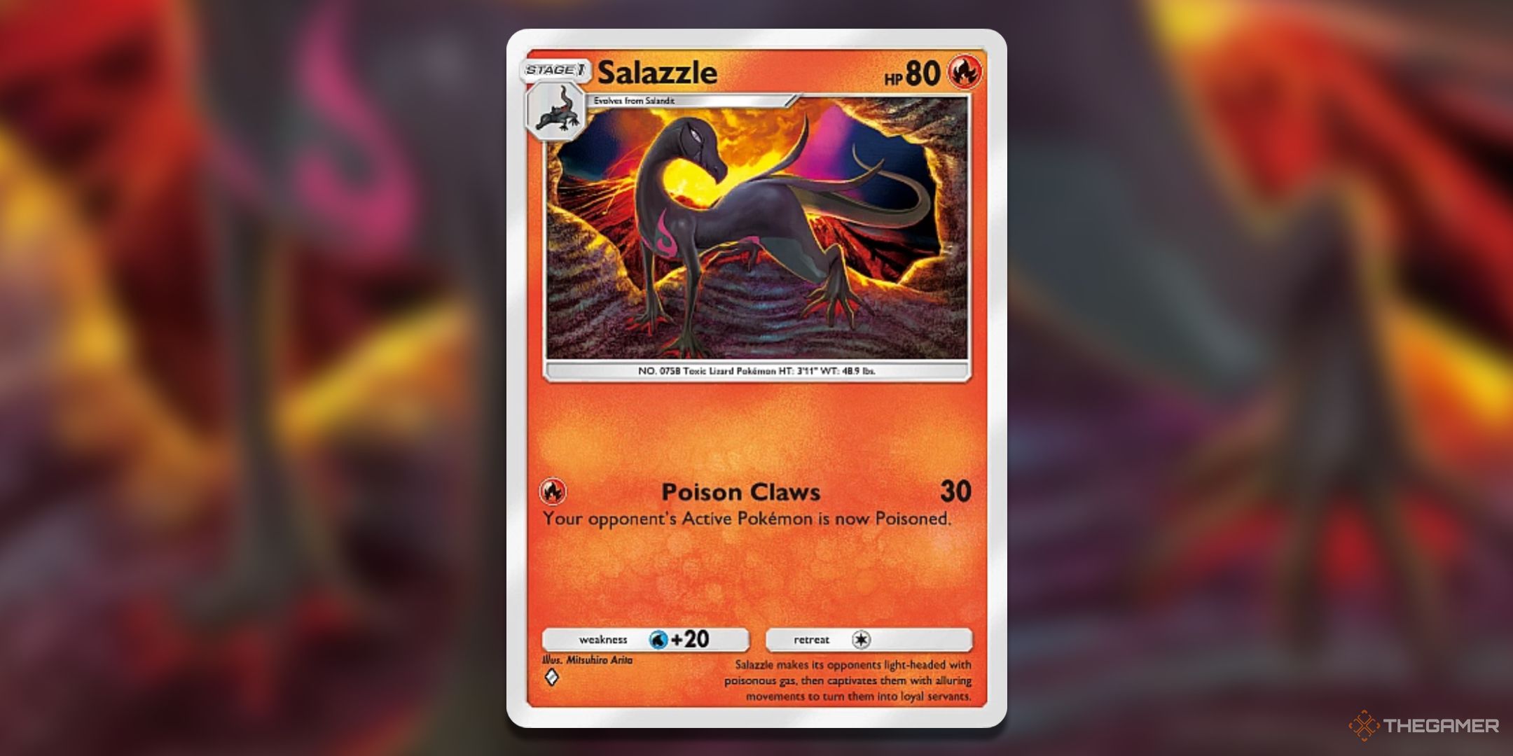 Salazzle Mythical Island Pokemon TCG Pocket Card Art.