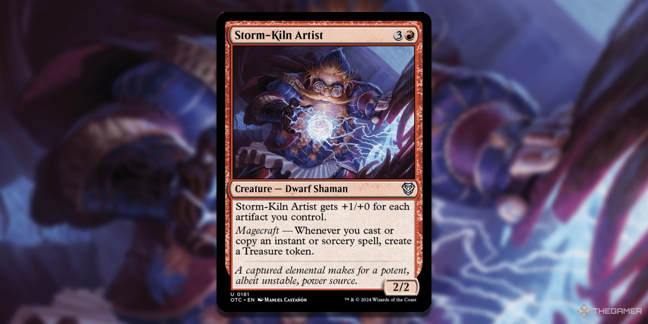 MTG Storm-Kiln Artist card with the art in the background.