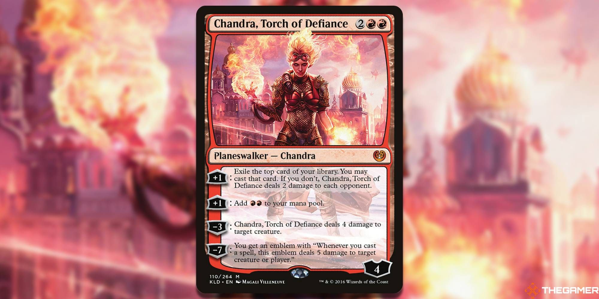 The Chandra, Torch of Defiance card, from Kaladesh.