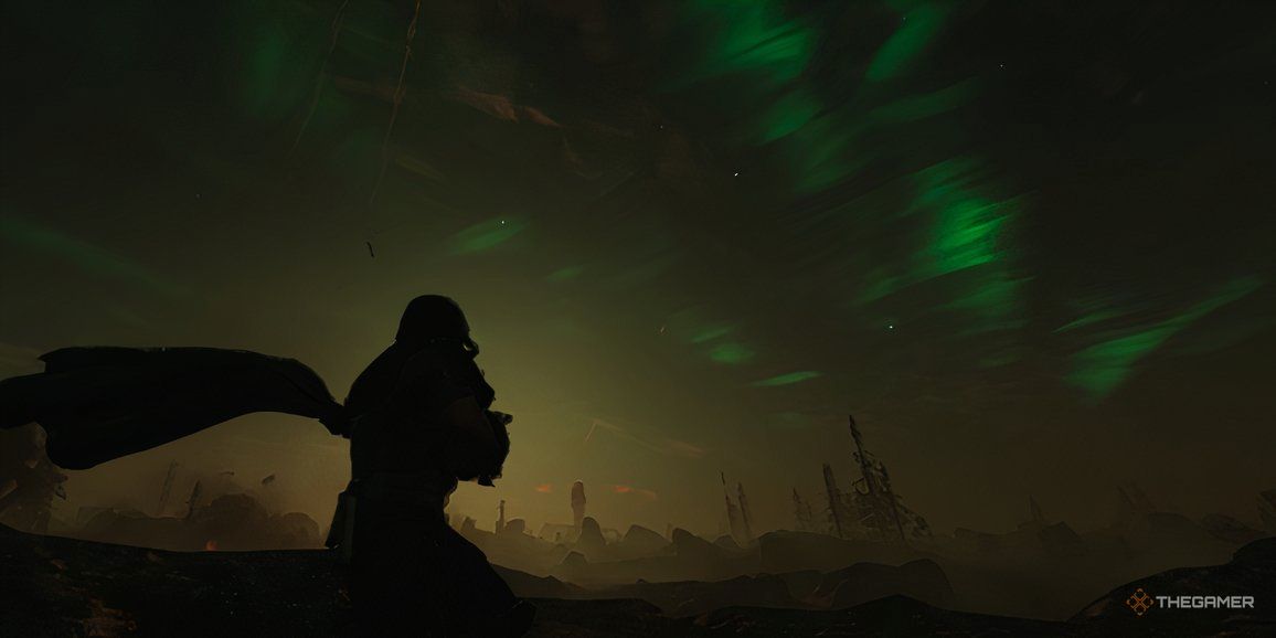 Helldivers 2: The atmosphere of a planet turning a toxic shade of brown.