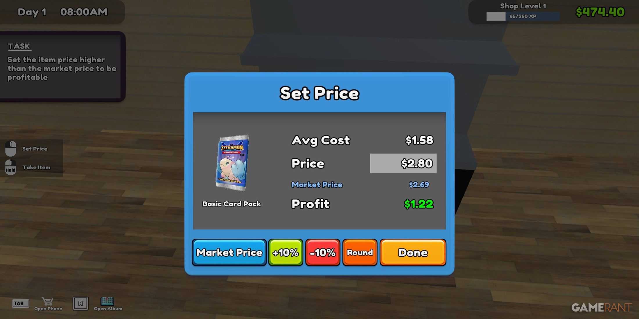 Setting A Price In TCG Card Simulator