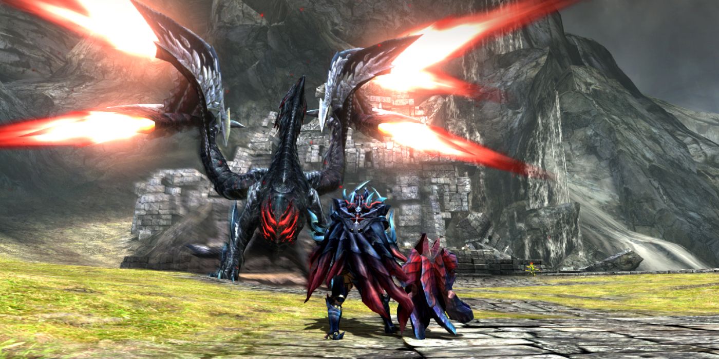 monster hunter generations ultimate valstrax giant monster battle glowing wings