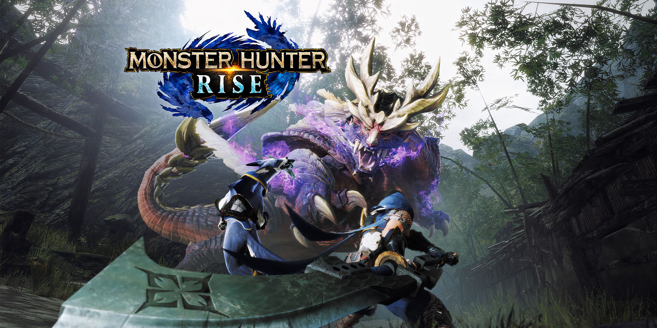 Monster Hunter Rise logo and key art