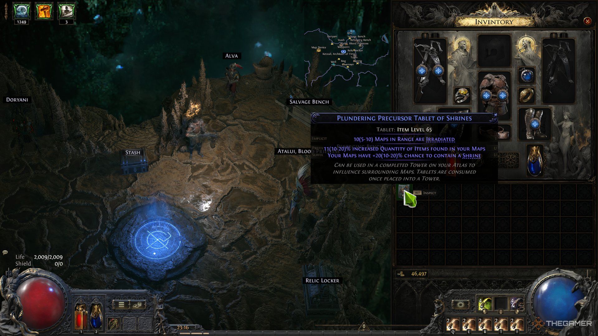 An overview of a Magic-rarity Precursor Tablet in Path of Exile 2 that you can reroll using the Reforging Bench.