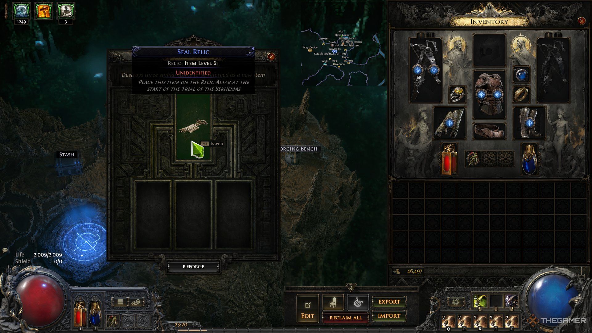 An unidentified Seal Relic obtained by reforging three Sealed Relics in the Reforging Bench in Path of Exile 2.