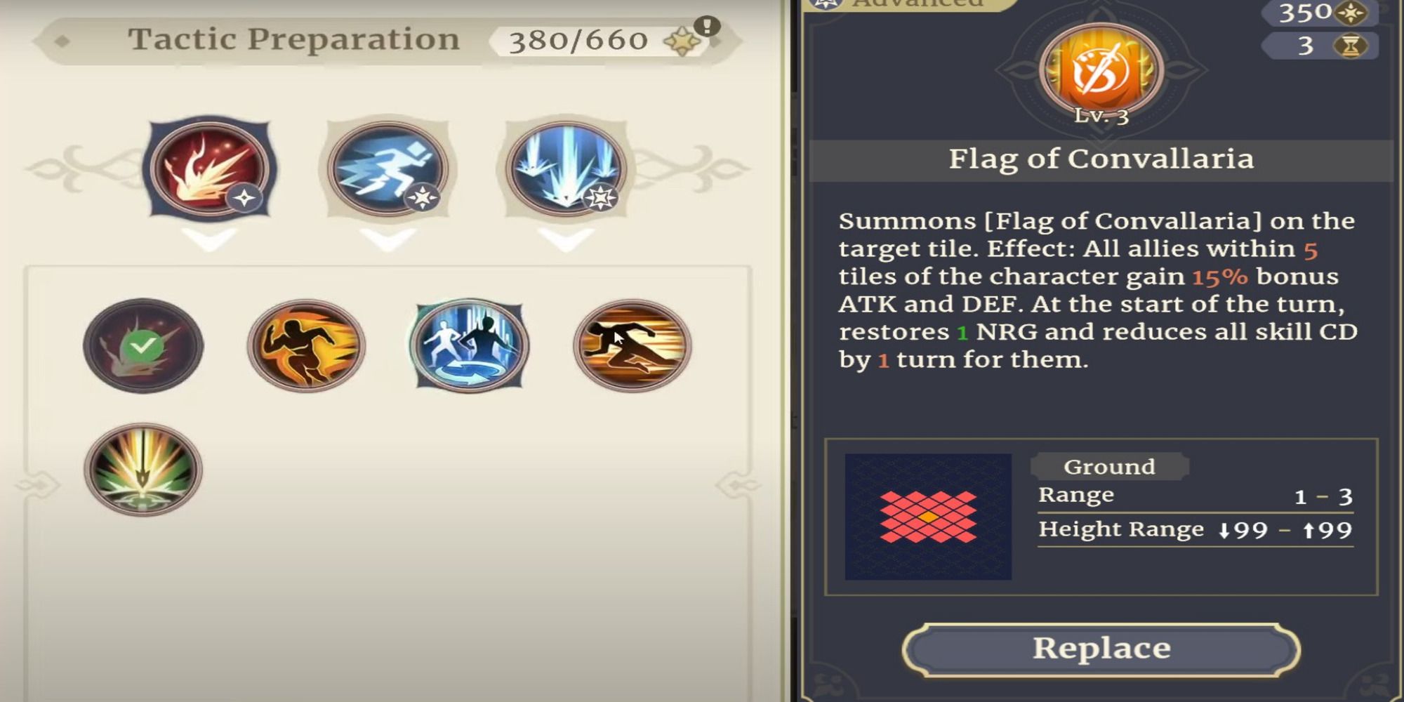 Flag of Convallaria tactic skill