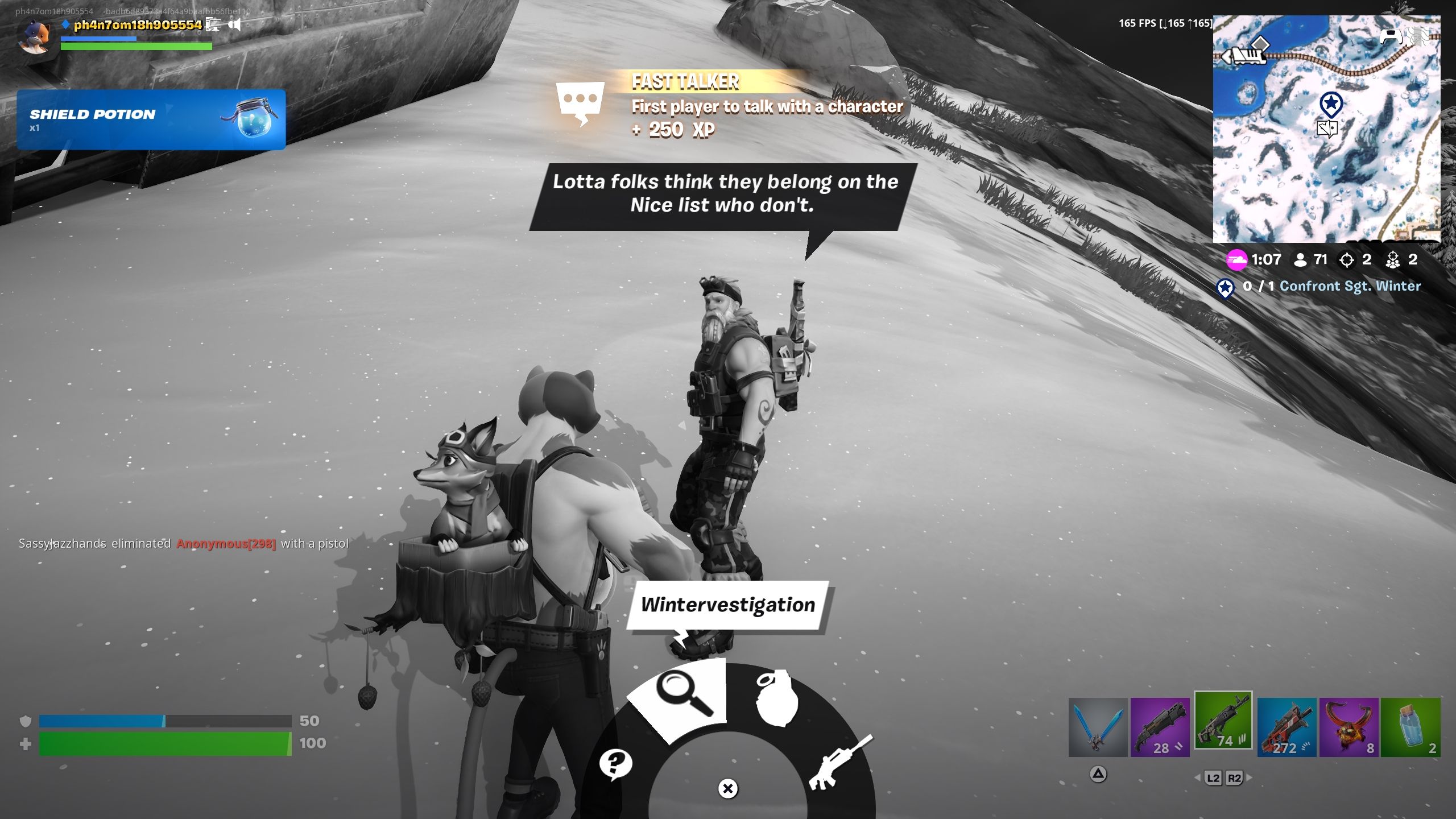 Player is speaking to Sgt. Winter - Fortnite